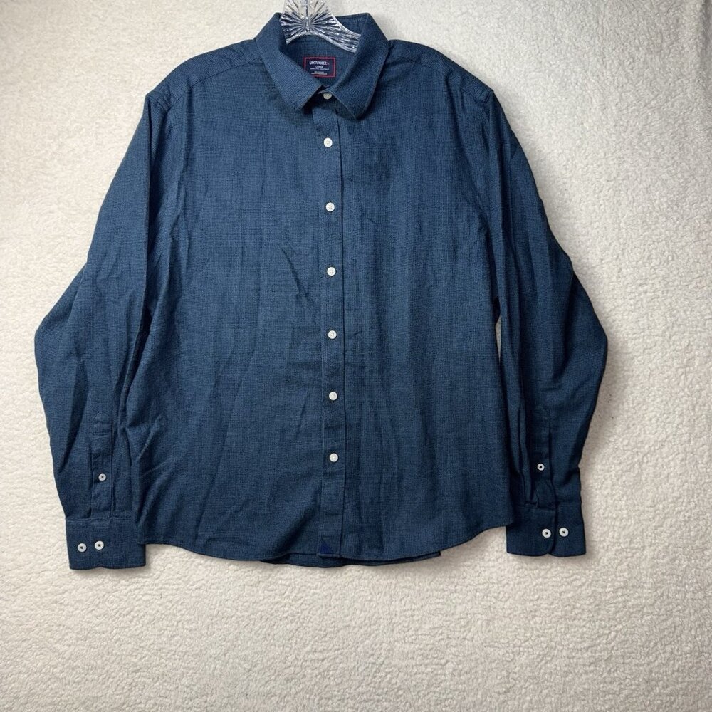 UNTUCKit Veneto‎ WF Men's Large Cotton Relaxed Fit Blue Button Front Shirt